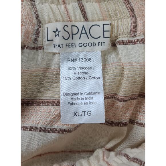 L* Space Emma Swim cover up women's maxi dress beige stripes Size XL resort wear - Picture 7 of 8